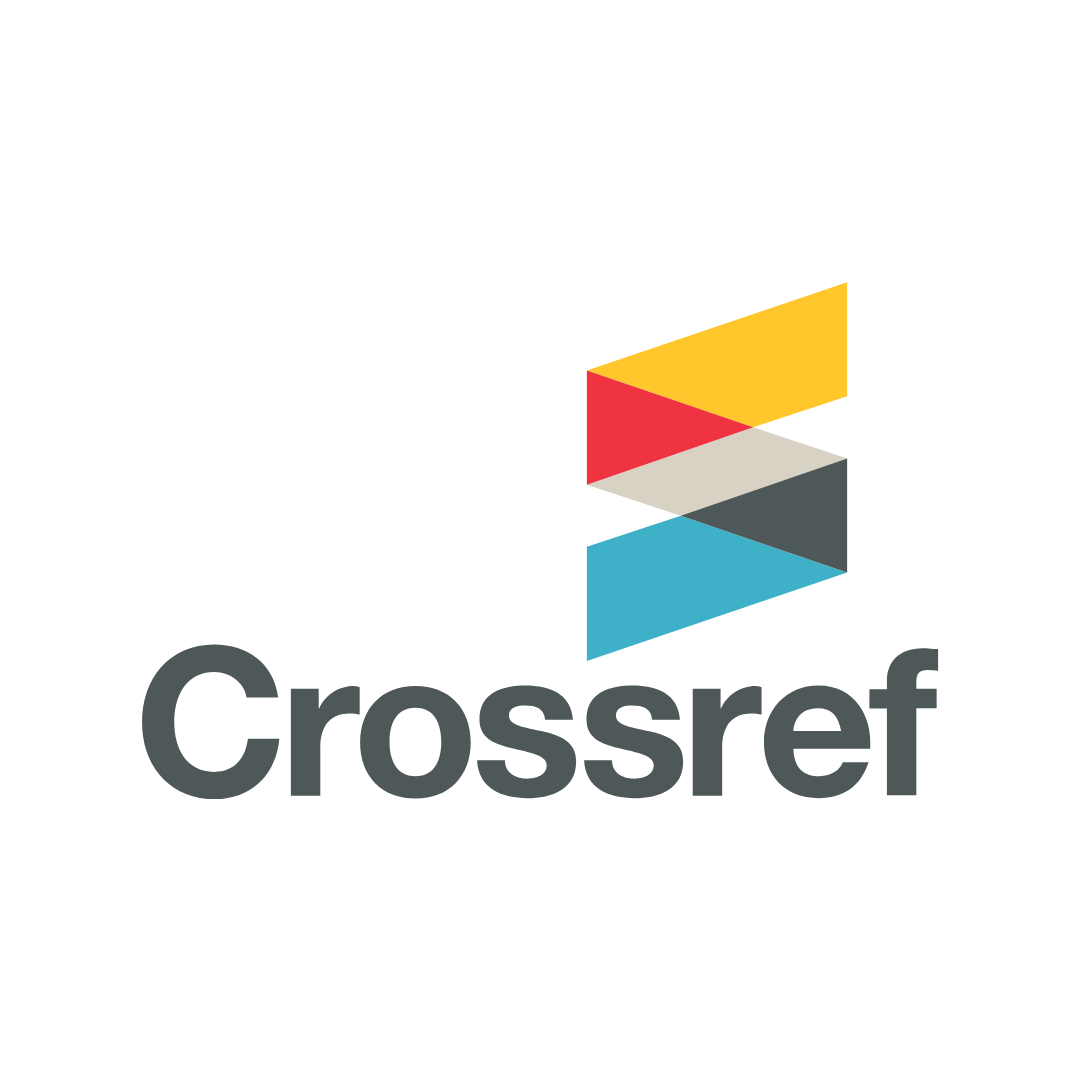 CrossRef logo with red, yellow and blue ribbon graphic