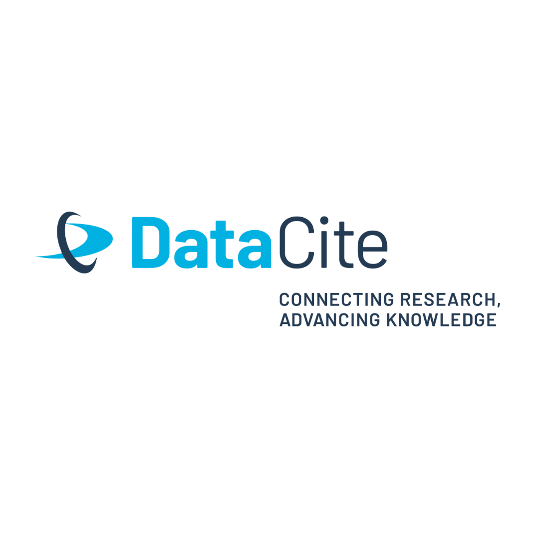 Light blue and dark blue DataCite logo with tagline: Connecting Research, Advancing Knowledge