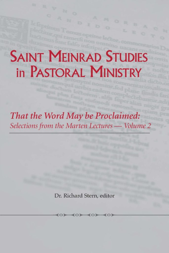 Saint Meinrad Studies in Pastoral Ministry No. 4: Marten Lectures Vol. 2 cover with plain gray background over watermarked text and red lettering for the title