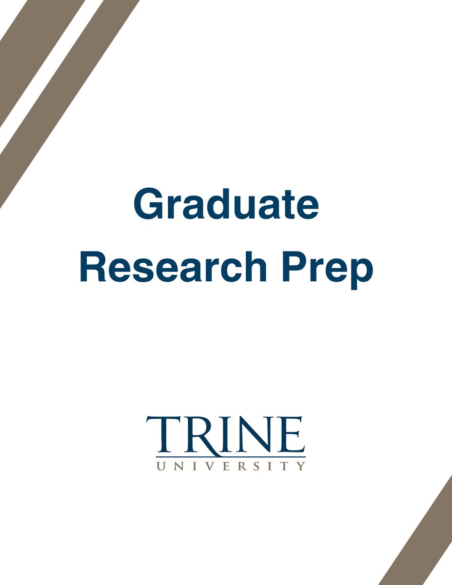 Graduate Research Prep ebook cover with Trine logo and decorative lines